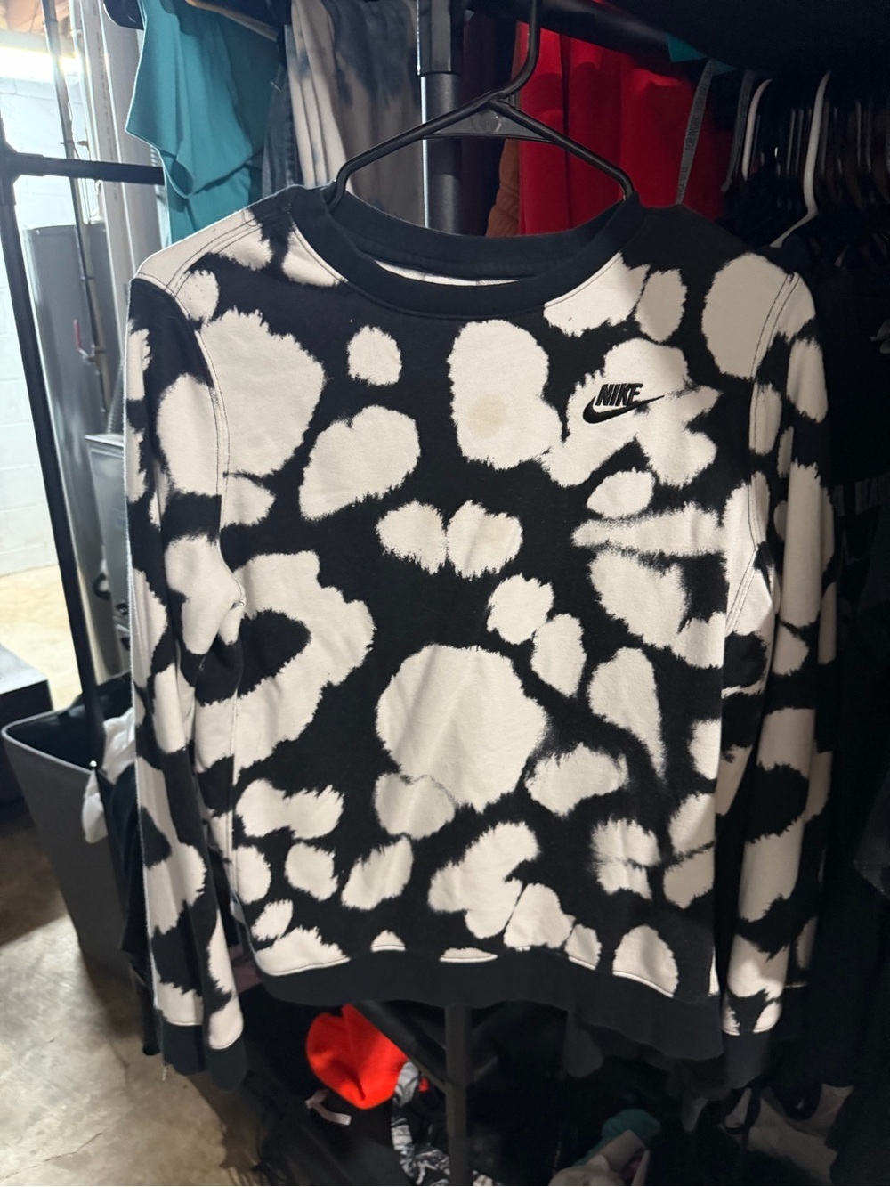 Nike Black and White Animal Print Women's Crewneck Sweater